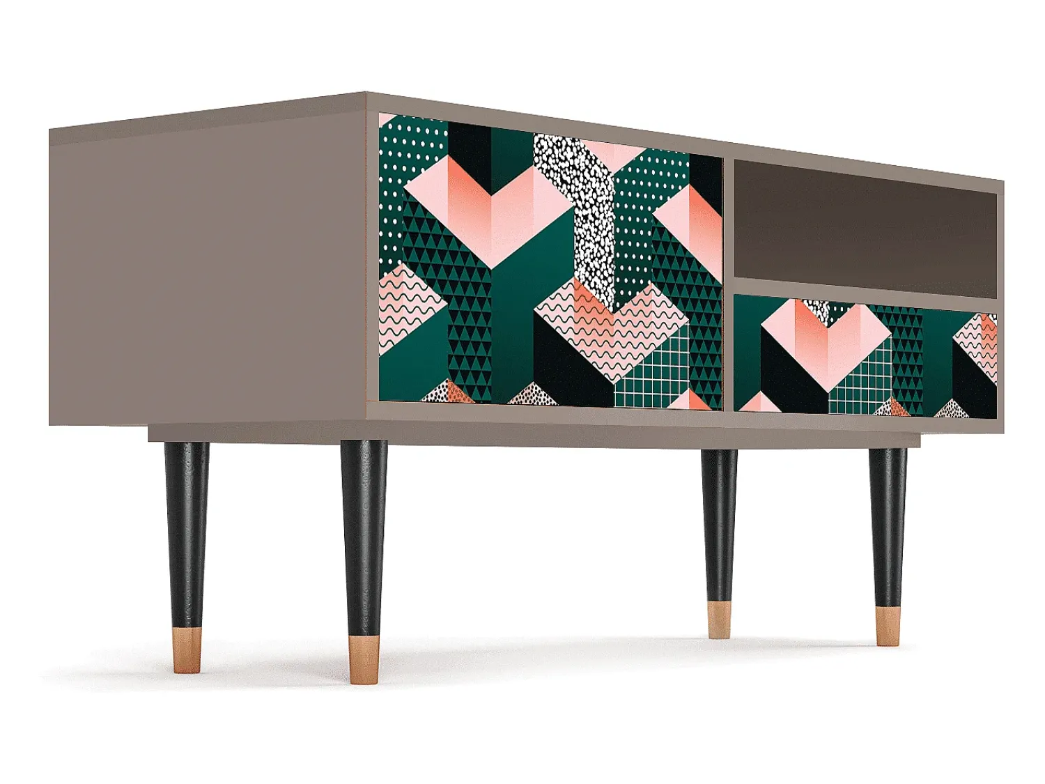 Clearance Mueble de TV - 115х59х48 cm - T3 - Geometric Madness, Latte Bege