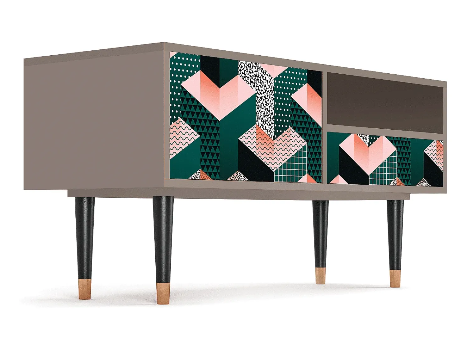 Clearance Mueble de TV - 115х59х48 cm - T3 - Geometric Madness, Latte Bege