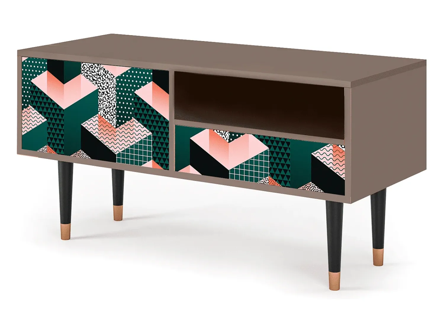 Clearance Mueble de TV - 115х59х48 cm - T3 - Geometric Madness, Latte Bege
