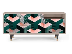 Móvel De Tv| Mueble de TV - 125х56х41 cm - T7 - Geometric Madness, Latte Bege