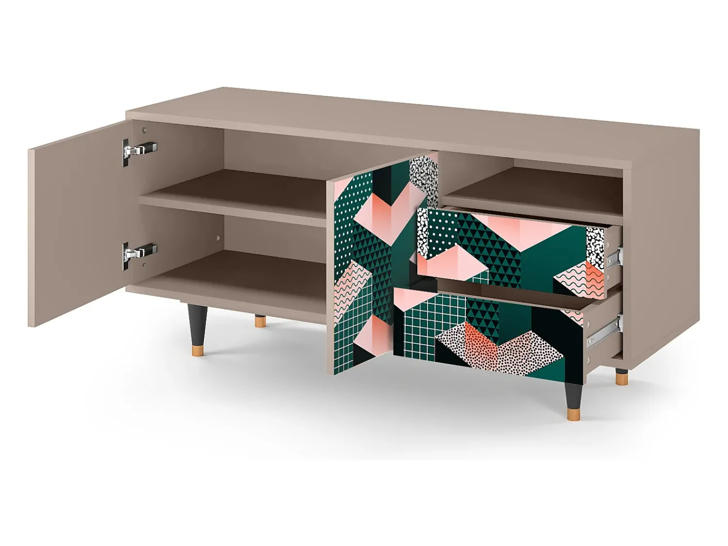 Móvel De Tv| Mueble de TV - 125х56х41 cm - T7 - Geometric Madness, Latte Bege