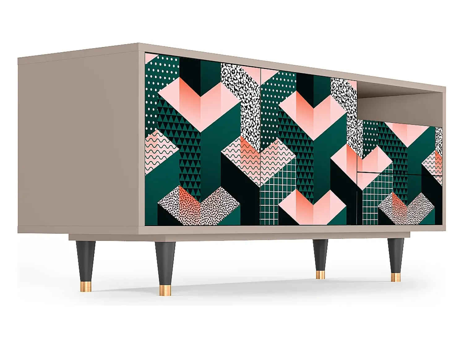 Móvel De Tv| Mueble de TV - 125х56х41 cm - T7 - Geometric Madness, Latte Bege