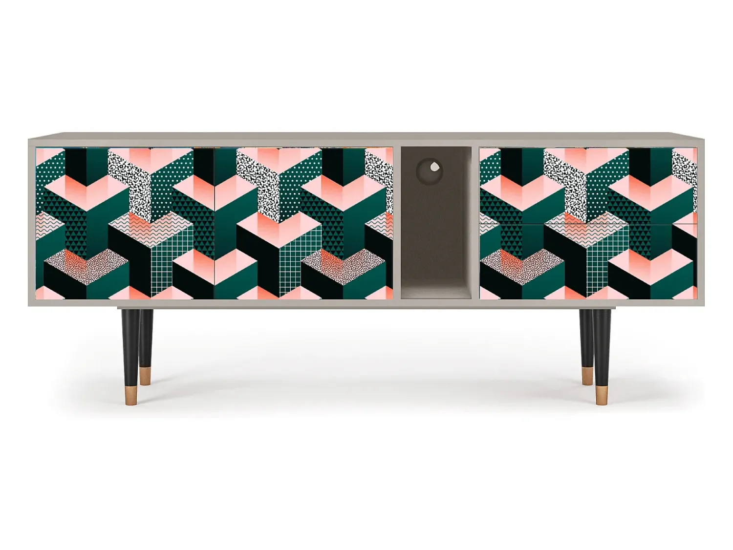Móvel De Tv| Mueble de TV - 170х69х48 cm - T1 - Geometric Madness, Areia Bege