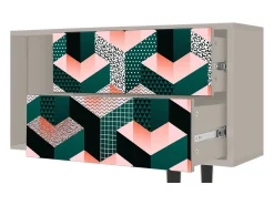 Móvel De Tv| Mueble de TV - 170х69х48 cm - T1 - Geometric Madness, Areia Bege