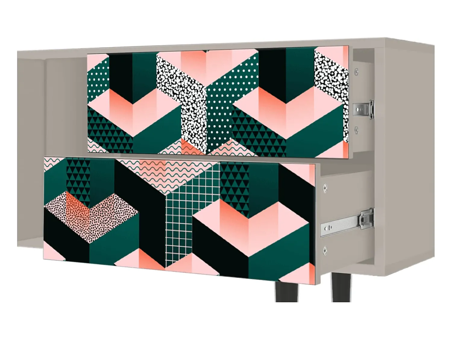 Móvel De Tv| Mueble de TV - 170х69х48 cm - T1 - Geometric Madness, Areia Bege
