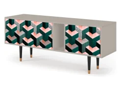 Móvel De Tv| Mueble de TV - 170х69х48 cm - T1 - Geometric Madness, Areia Bege
