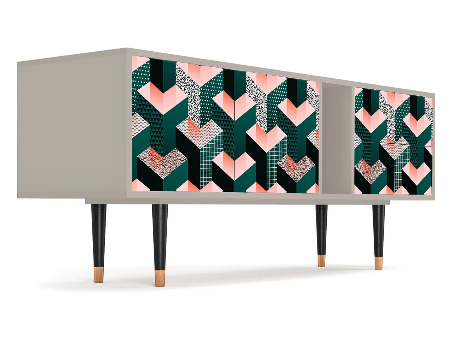 Móvel De Tv| Mueble de TV - 170х69х48 cm - T1 - Geometric Madness, Areia Bege