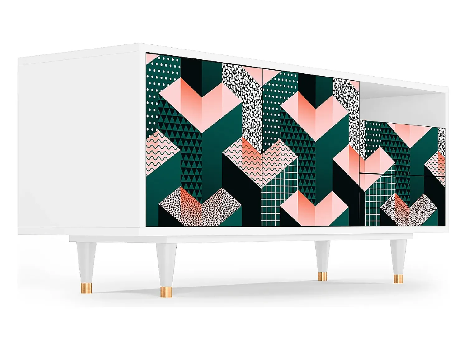 Móvel De Tv| Mueble de TV - 125х56х41 cm - T7 - Geometric Madness, Branco Bege
