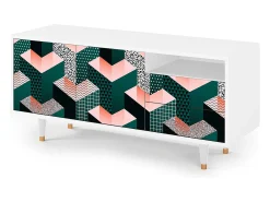Móvel De Tv| Mueble de TV - 125х56х41 cm - T7 - Geometric Madness, Branco Bege