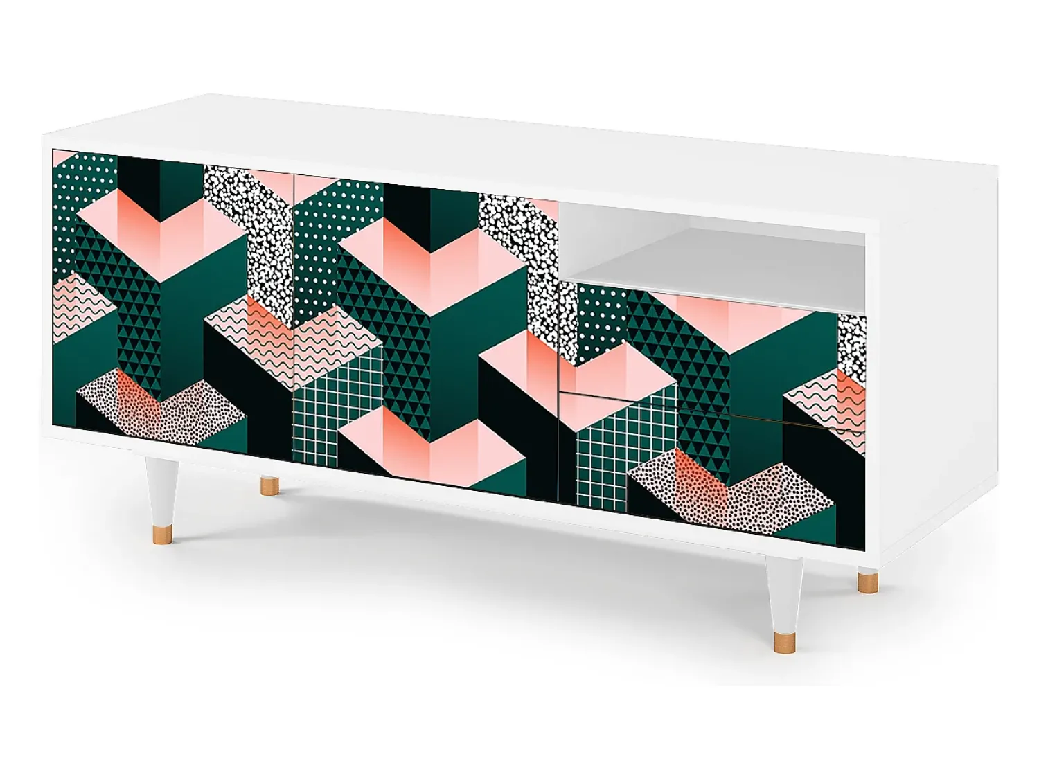 Móvel De Tv| Mueble de TV - 125х56х41 cm - T7 - Geometric Madness, Branco Bege