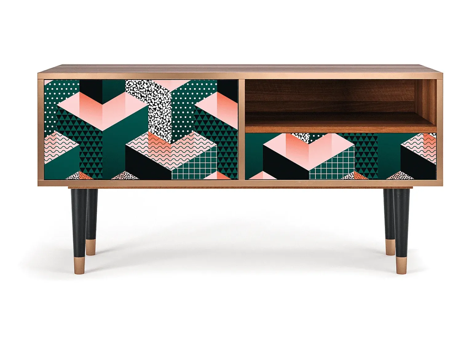 Mueble de TV - 115х59х48 cm - T3 - Geometric Madness, Nogueira^ Móvel De Tv