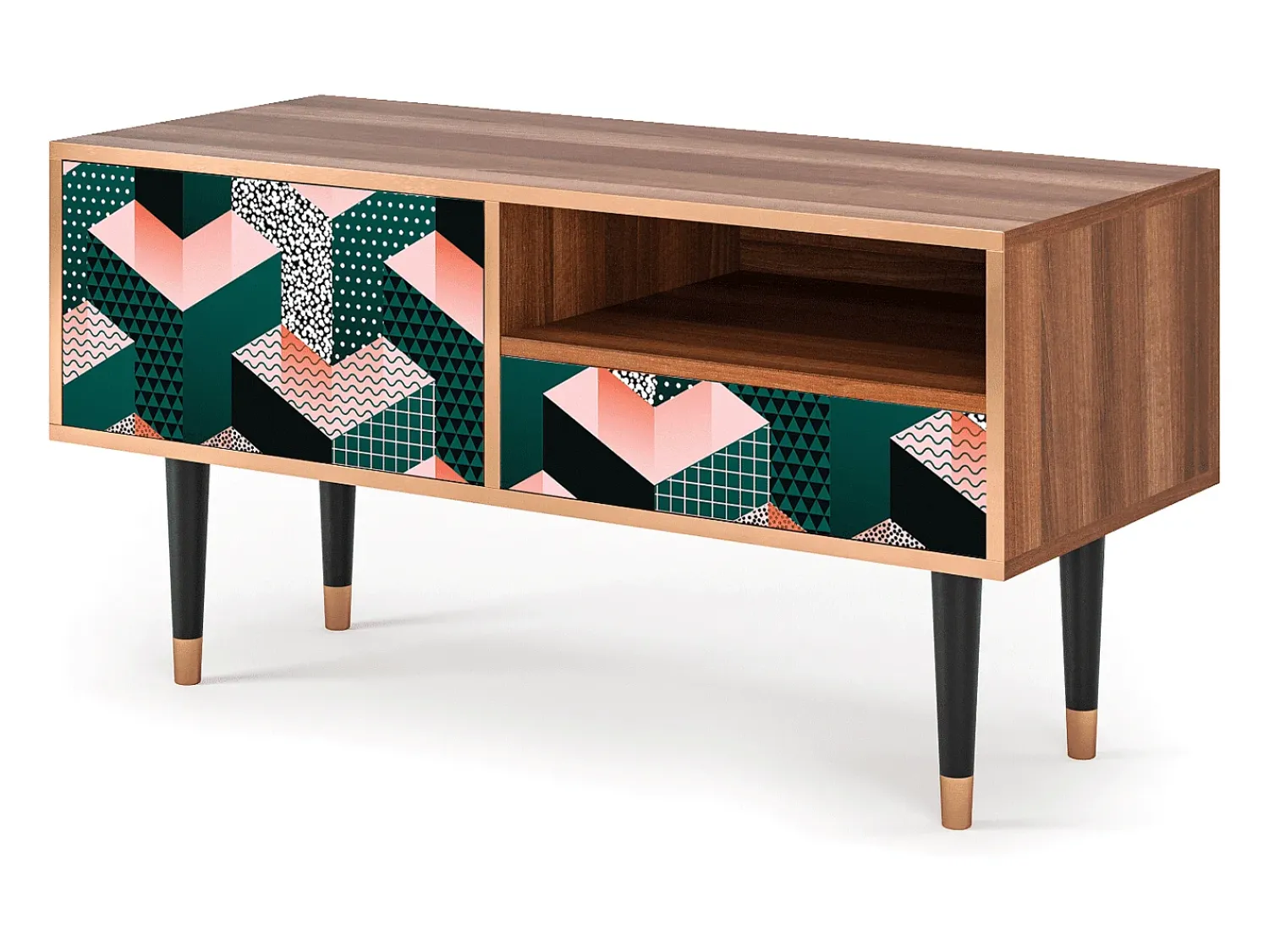 Mueble de TV - 115х59х48 cm - T3 - Geometric Madness, Nogueira^ Móvel De Tv