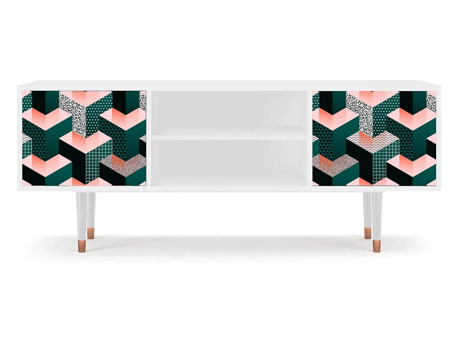 Móvel De Tv| Mueble de TV - 170х69х48 cm - T2 - Geometric Madness, Branco Bege