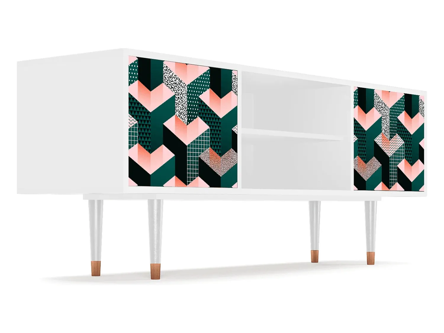 Móvel De Tv| Mueble de TV - 170х69х48 cm - T2 - Geometric Madness, Branco Bege