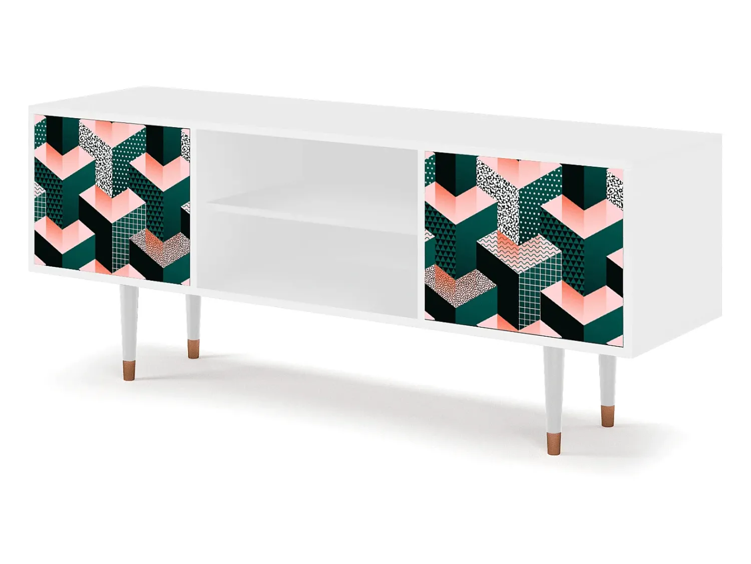 Móvel De Tv| Mueble de TV - 170х69х48 cm - T2 - Geometric Madness, Branco Bege