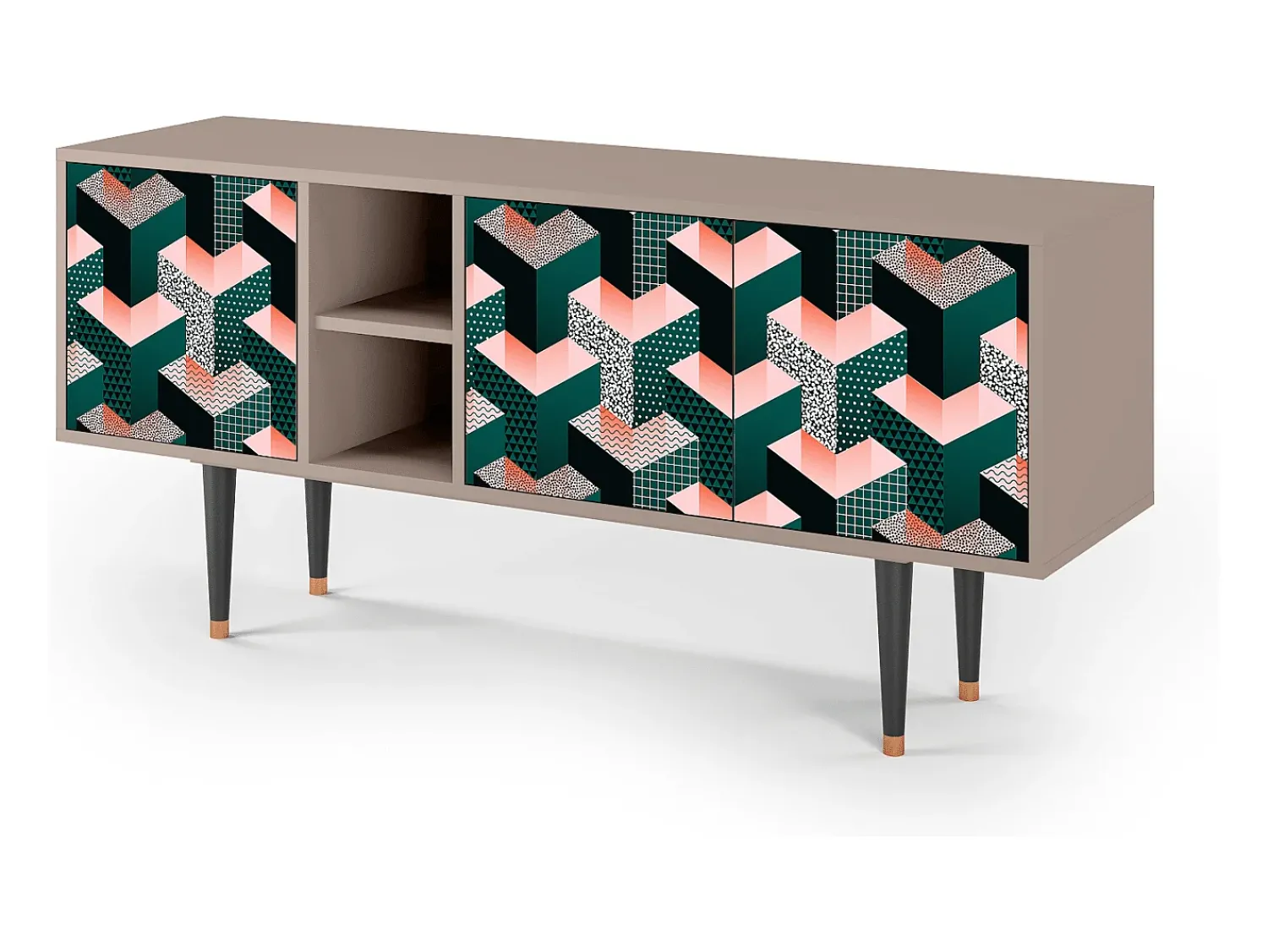 Mueble de TV - 150х69х41 cm - T5 - Geometric Madness, Latte^ Móvel De Tv