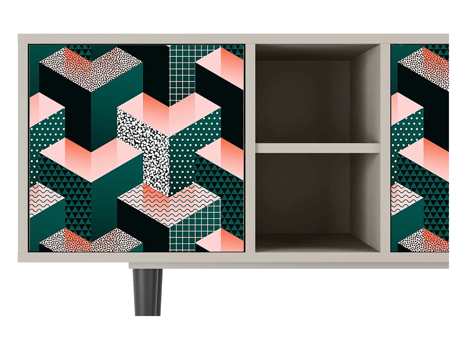 Móvel De Tv* Mueble de TV - 150х69х41 cm - T5 - Geometric Madness, Areia Bege