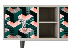 Móvel De Tv* Mueble de TV - 150х69х41 cm - T5 - Geometric Madness, Areia Bege
