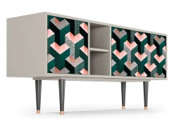 Móvel De Tv* Mueble de TV - 150х69х41 cm - T5 - Geometric Madness, Areia Bege