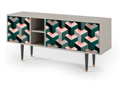 Móvel De Tv* Mueble de TV - 150х69х41 cm - T5 - Geometric Madness, Areia Bege