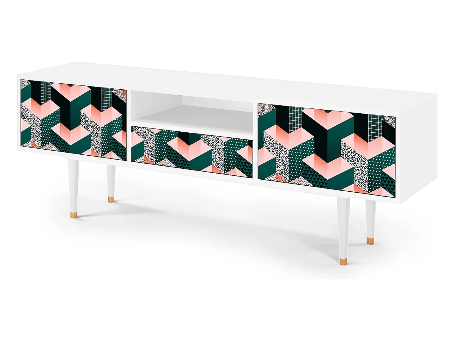 Outlet Mueble de TV - 170х59х41 cm - T6 - Geometric Madness, Branco Bege