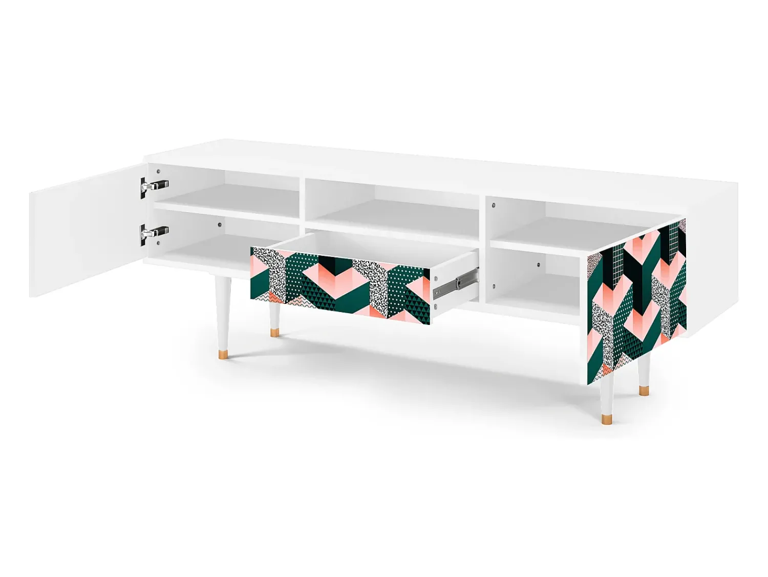 Outlet Mueble de TV - 170х59х41 cm - T6 - Geometric Madness, Branco Bege