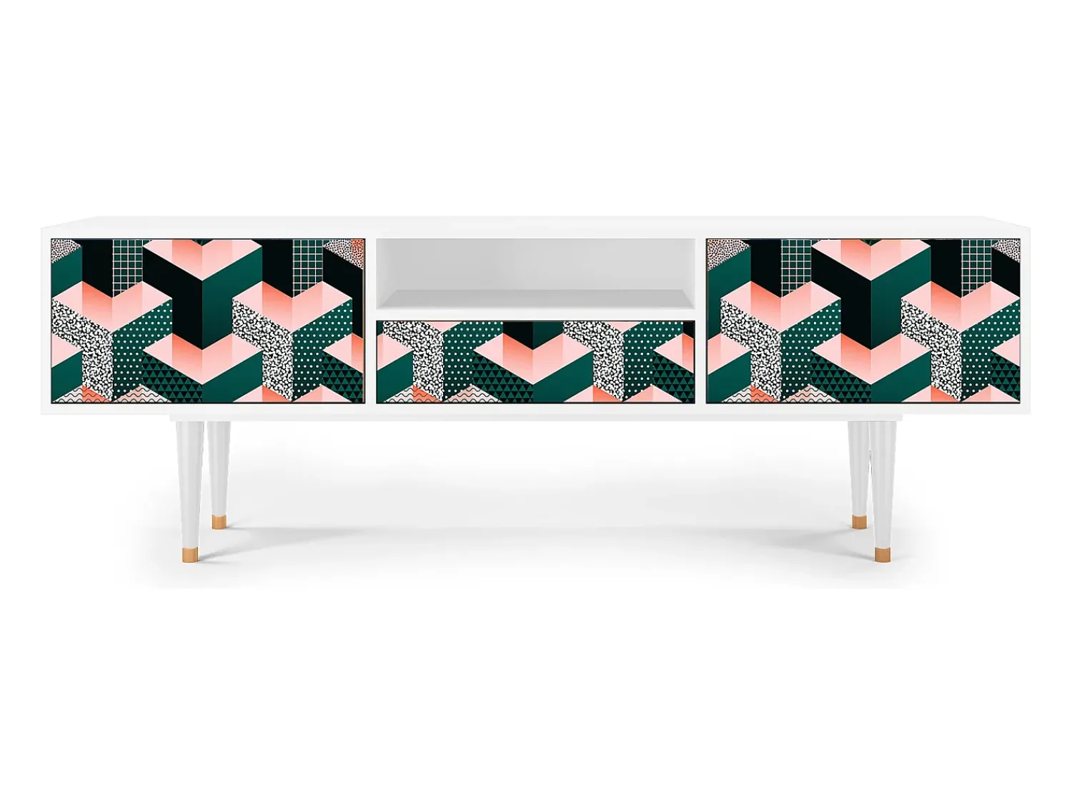 Outlet Mueble de TV - 170х59х41 cm - T6 - Geometric Madness, Branco Bege
