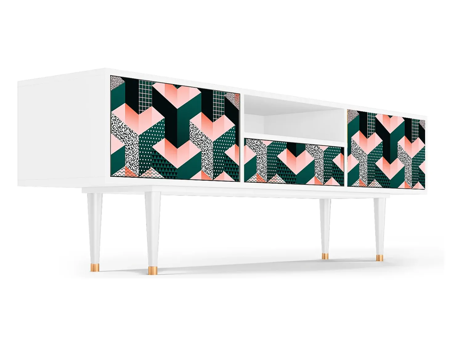 Outlet Mueble de TV - 170х59х41 cm - T6 - Geometric Madness, Branco Bege