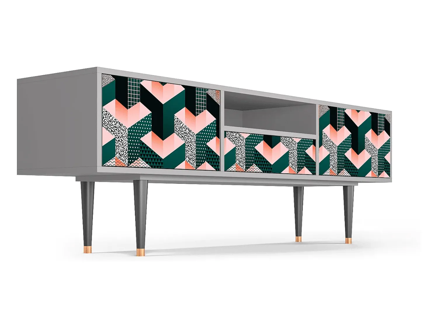 Mueble de TV - 170х59х41 cm - T6 - Geometric Madness, Cinza^ Móvel De Tv