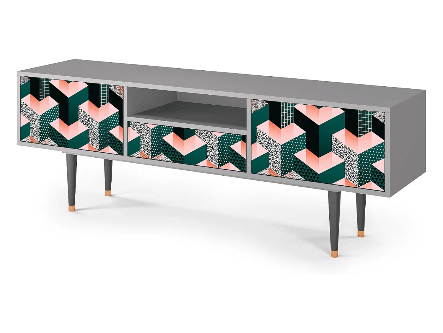 Mueble de TV - 170х59х41 cm - T6 - Geometric Madness, Cinza^ Móvel De Tv