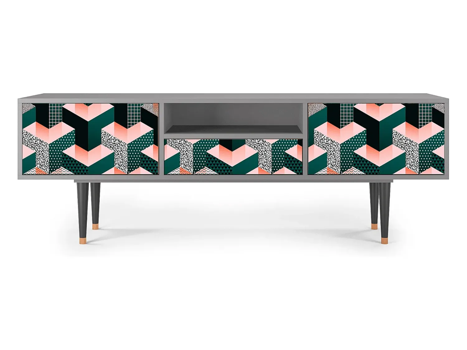 Mueble de TV - 170х59х41 cm - T6 - Geometric Madness, Cinza^ Móvel De Tv