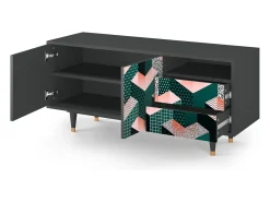 Móvel De Tv* Mueble de TV - 125х56х41 cm - T7 - Geometric Madness, Antracite Cinza antracite