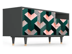 Móvel De Tv* Mueble de TV - 125х56х41 cm - T7 - Geometric Madness, Antracite Cinza antracite