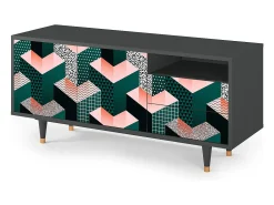 Móvel De Tv* Mueble de TV - 125х56х41 cm - T7 - Geometric Madness, Antracite Cinza antracite