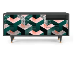 Móvel De Tv* Mueble de TV - 125х56х41 cm - T7 - Geometric Madness, Antracite Cinza antracite