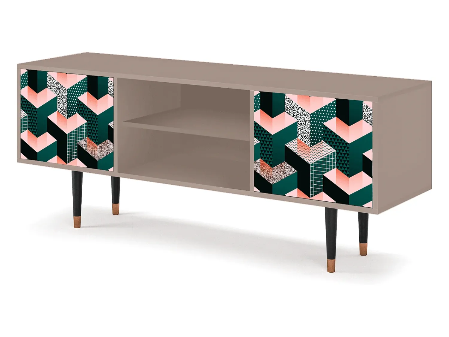 New Mueble de TV - 170х69х48 cm - T2 - Geometric Madness, Latte Bege