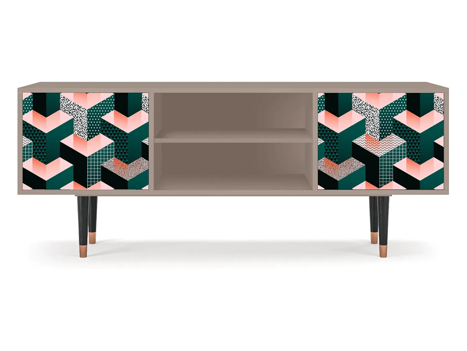 New Mueble de TV - 170х69х48 cm - T2 - Geometric Madness, Latte Bege