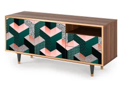 Móvel De Tv* Mueble de TV - 125х56х41 cm - T7 - Geometric Madness, Nogueira Castanho