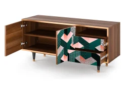 Móvel De Tv* Mueble de TV - 125х56х41 cm - T7 - Geometric Madness, Nogueira Castanho