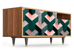 Móvel De Tv* Mueble de TV - 125х56х41 cm - T7 - Geometric Madness, Nogueira Castanho
