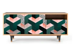 Móvel De Tv* Mueble de TV - 125х56х41 cm - T7 - Geometric Madness, Nogueira Castanho