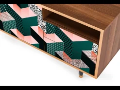 Móvel De Tv* Mueble de TV - 125х56х41 cm - T7 - Geometric Madness, Nogueira Castanho