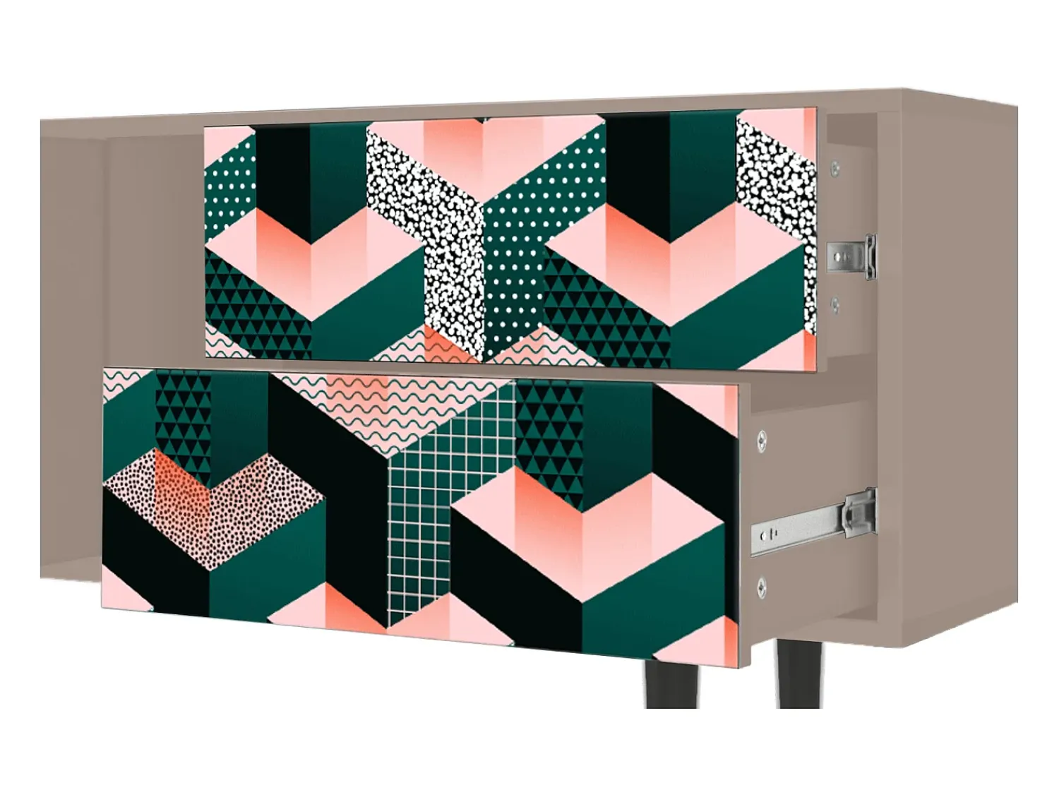 Móvel De Tv* Mueble de TV - 170х69х48 cm - T1 - Geometric Madness, Latte Bege