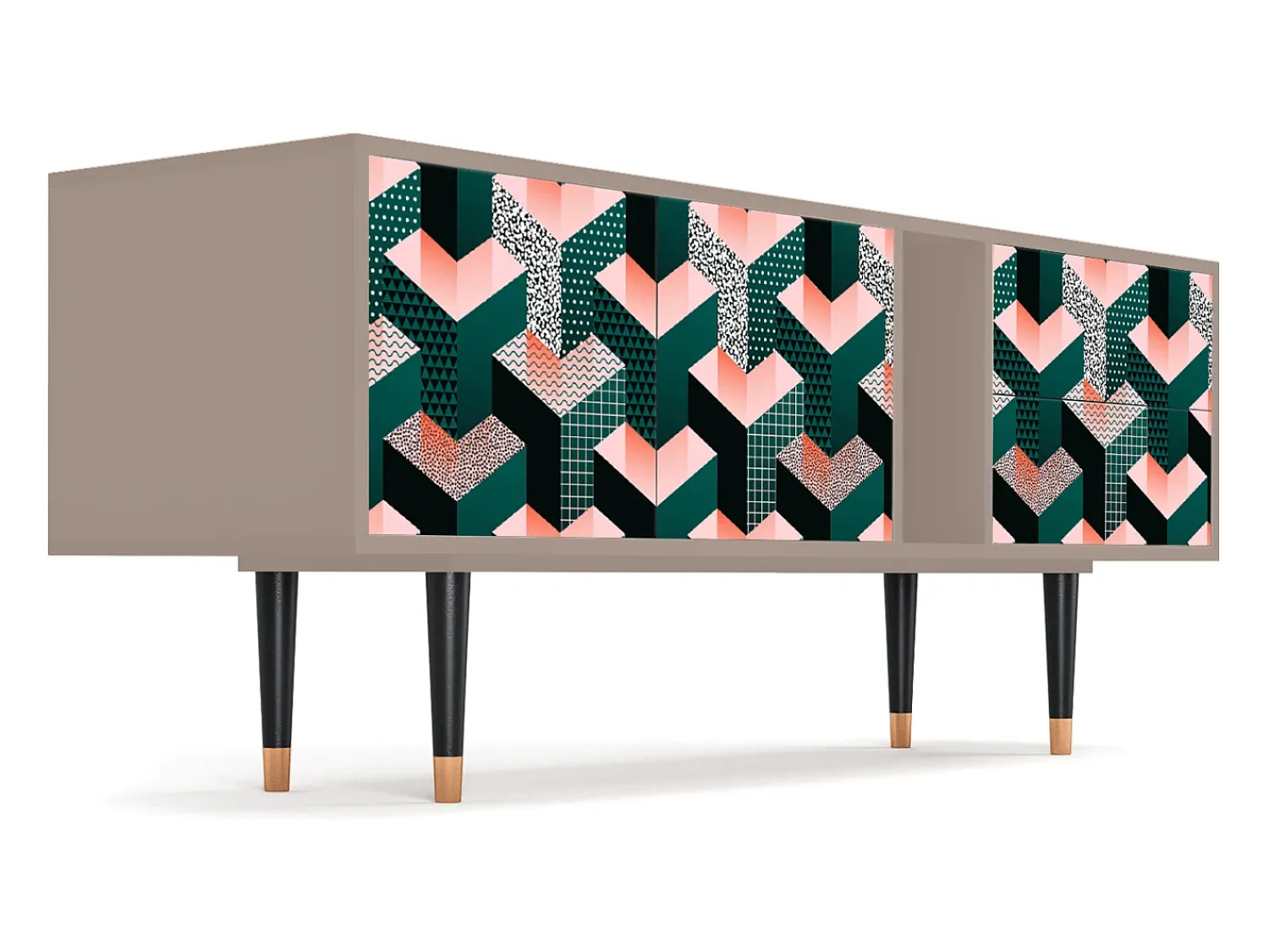 Móvel De Tv* Mueble de TV - 170х69х48 cm - T1 - Geometric Madness, Latte Bege