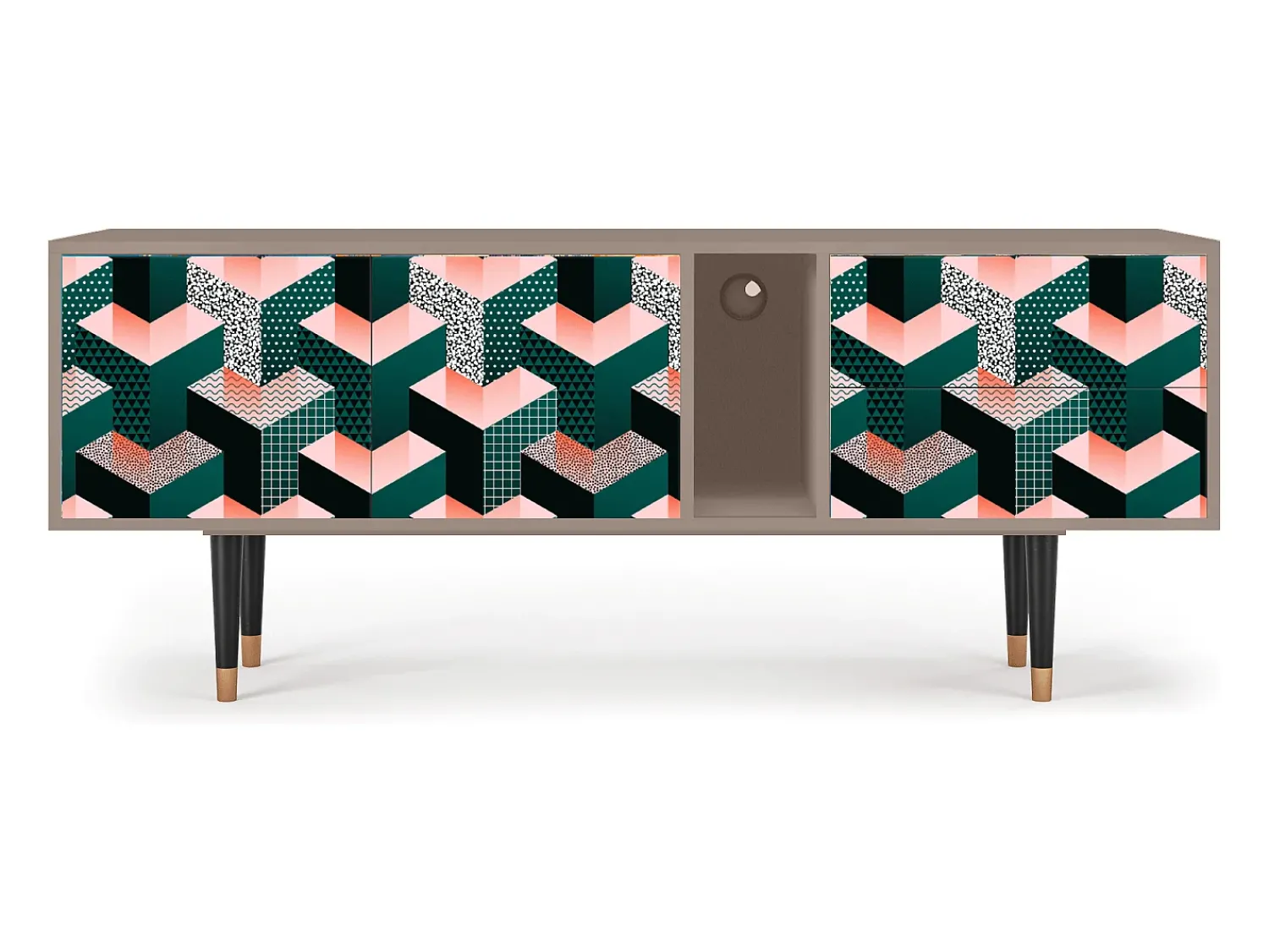 Móvel De Tv* Mueble de TV - 170х69х48 cm - T1 - Geometric Madness, Latte Bege