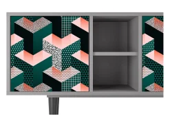 Móvel De Tv* Mueble de TV - 150х69х41 cm - T5 - Geometric Madness, Cinza Cinzento