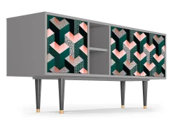 Móvel De Tv* Mueble de TV - 150х69х41 cm - T5 - Geometric Madness, Cinza Cinzento