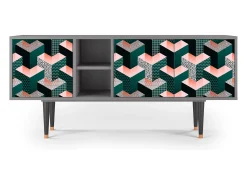 Móvel De Tv* Mueble de TV - 150х69х41 cm - T5 - Geometric Madness, Cinza Cinzento