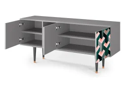 Móvel De Tv* Mueble de TV - 150х69х41 cm - T5 - Geometric Madness, Cinza Cinzento