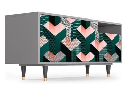 Mueble de TV - 125х56х41 cm - T7 - Geometric Madness, Cinza^ Móvel De Tv